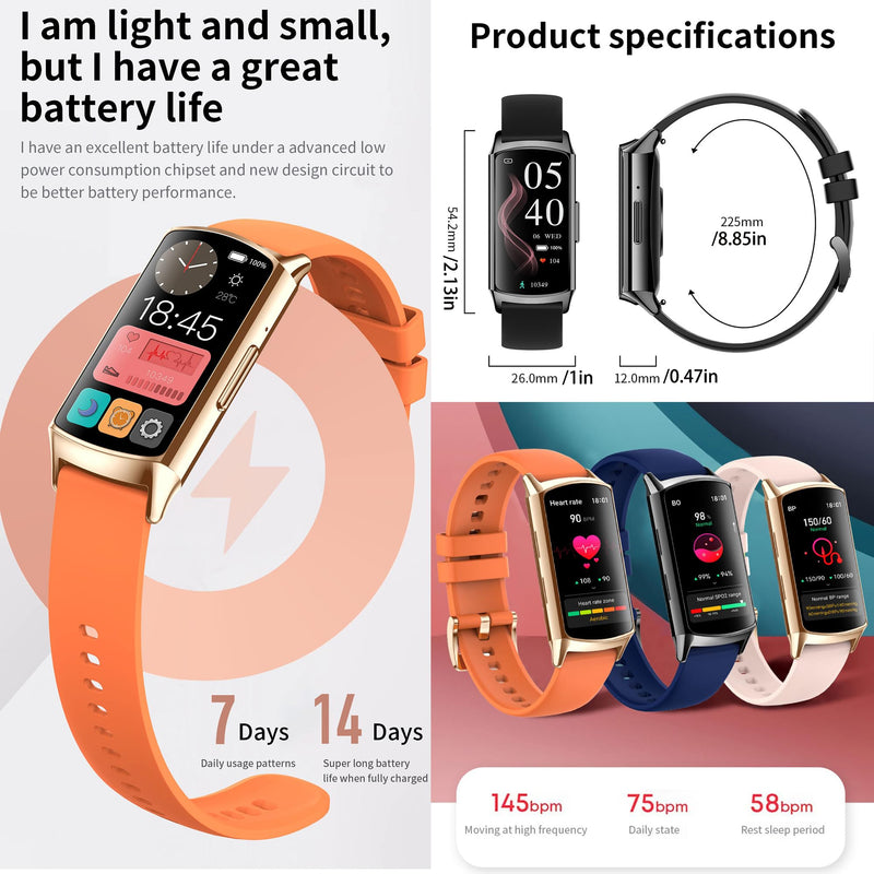 ZPIMY 1.58” AMOLED Smart Watch for Women (Make/Answer Call), 5ATM Waterproof Mens Smartwatch, Fitness Tracker Smartwatch for Android iPhones, Digital Watches Step Counter, 2 Straps (Gold) Gold