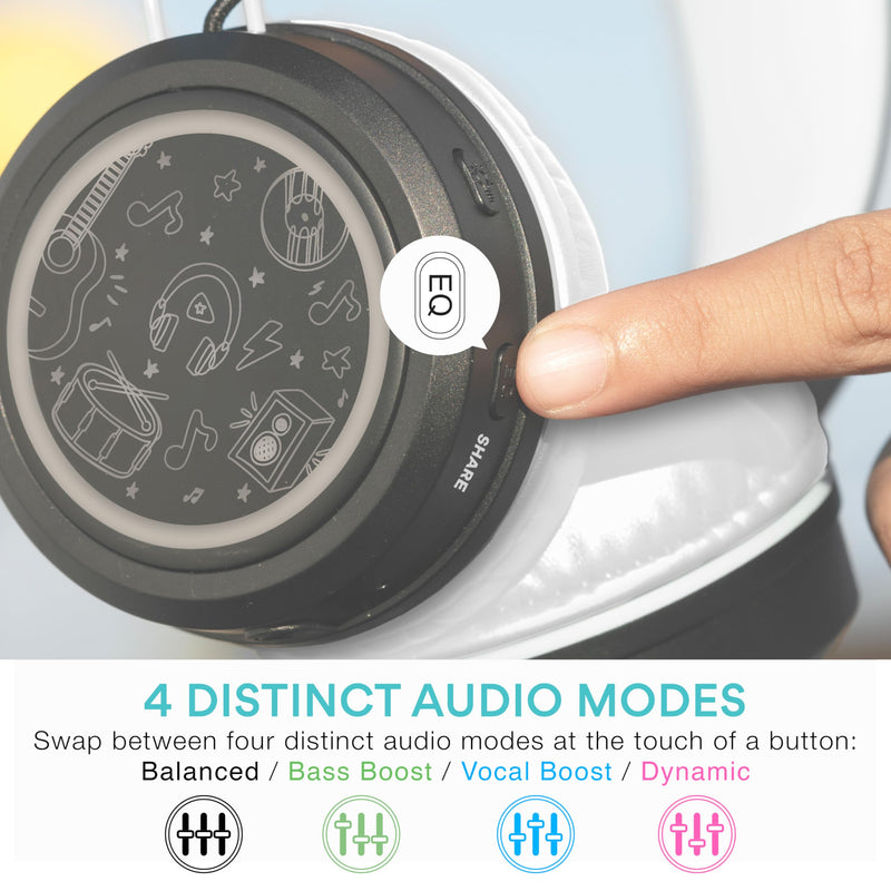 MEE audio KidJamz Share Bluetooth Headphones for Kids with LED Lights, 85dB Volume Limiter, Microphone, 40h Battery; Childrens Headset for School/iPhone/iPad/Tablet (Model: KJ55BT-S, 2-Pack) Black Share (2-Pack)