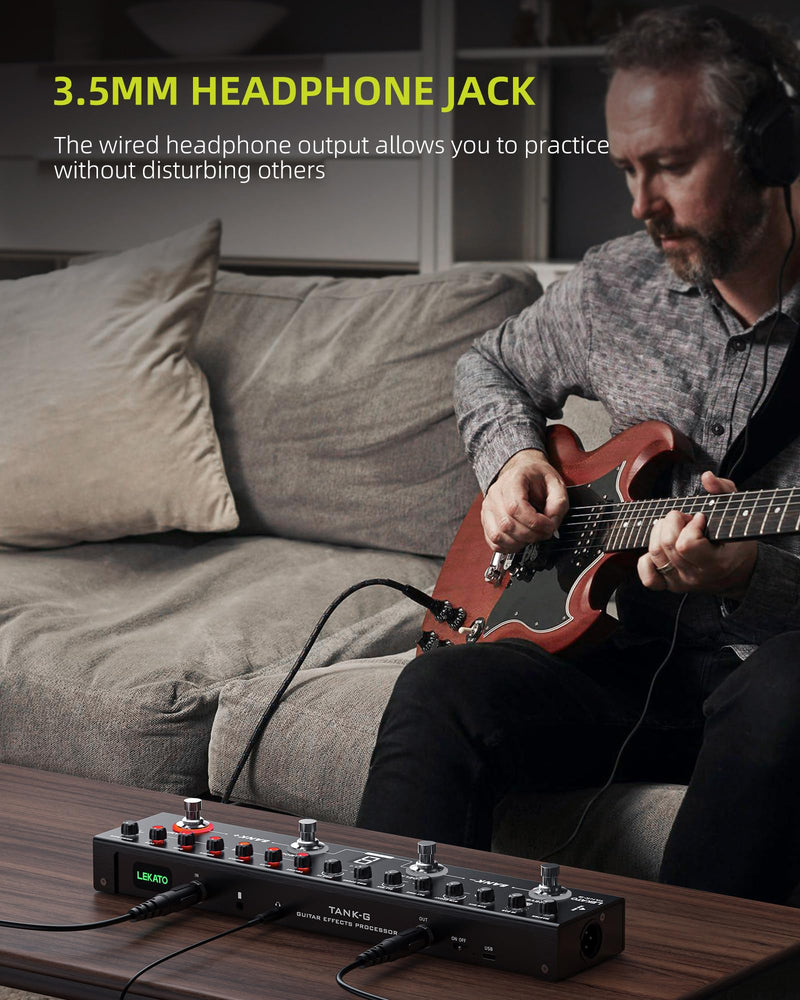 [AUSTRALIA] - LEKATO Multi Effects Guitar Pedal, Guitar Effects Pedal with 36 Presets, Editable 4 Modules, Amp, Chorus, Delay, Reverb, IR CAB, Tuner, BT Connection, Music Recording For Electric Guitar 