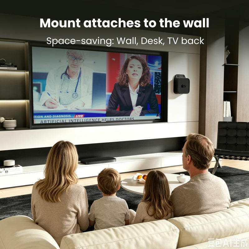 Silicone TV Mount Compatible with All Apple TV Generations (Including 4K Models) –No-Drill Wall Mount Behind TVs Bracket, TV Holder，Anti-Scratch