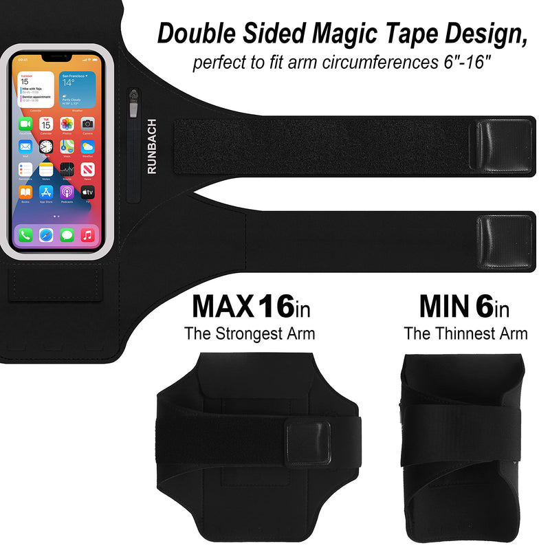 Armband for Samsung Galaxy S24 Ultra/S23 Ultra/S22 Ultra/S21 Ultra/S20 Ultra/S24+/S23+/S22+/S21+/S20+/S10+/S9+/S8+, with Zipper Pocket for for Galaxy Buds and Car Key(Black) Black