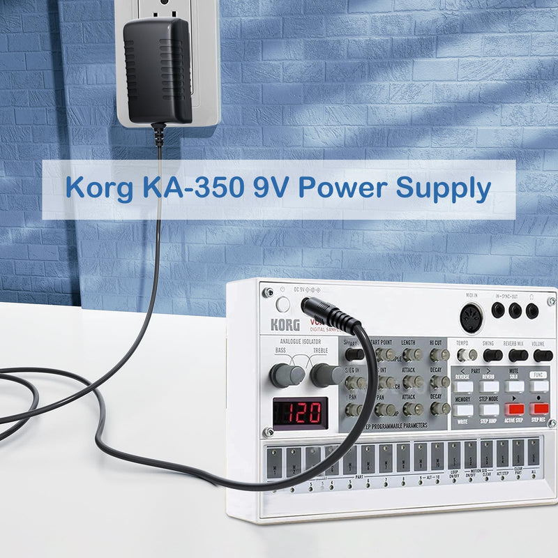 [AUSTRALIA] - SoulBay 9V Power Supply Charger for Korg KA350 KA-350 Volca Bass FM Monologue Beats Keys Kick Sequencer Analog Rythm Synthesizer Kross 61 88 Keyboard Synth Machine Replacement AC Adapter, 6.56 FT 