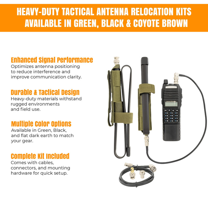 [AUSTRALIA] - Tactical Antenna Relocation Kit – Enhanced Signal & Mobility – Chest Rig & Backpack Compatible – Durable, Lightweight & Weather-Resistant – Ideal for Military, Outdoor Use (Green, 32" Cable) Green 32 Inches 