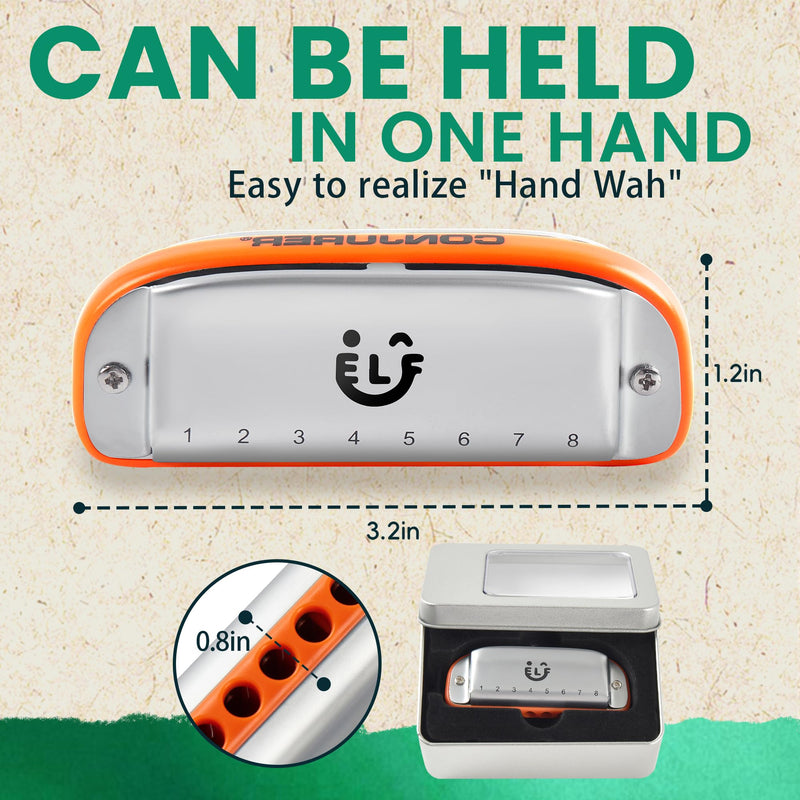 [AUSTRALIA] - CONJURER 8 Hole Blues Harmonica for Students Adult, C Key Diatonic Harmonica Mouth Organ for Beginners Professionals, with Exquisite Case, Musical Instrument, as a Gift, Orange 