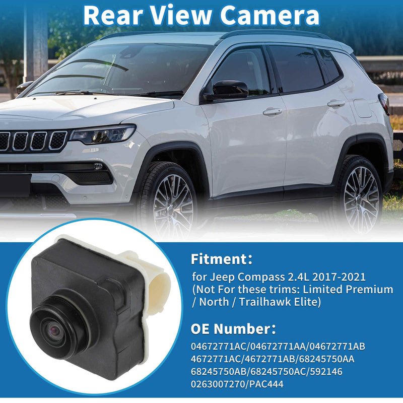 Rear View Camera for Jeep Compass 2.4L 2017-2021 Park Assist Backup Reverse Camera Replace No.04672771AC/04672771AA/04672771AB/68245750AA/68245750AB
