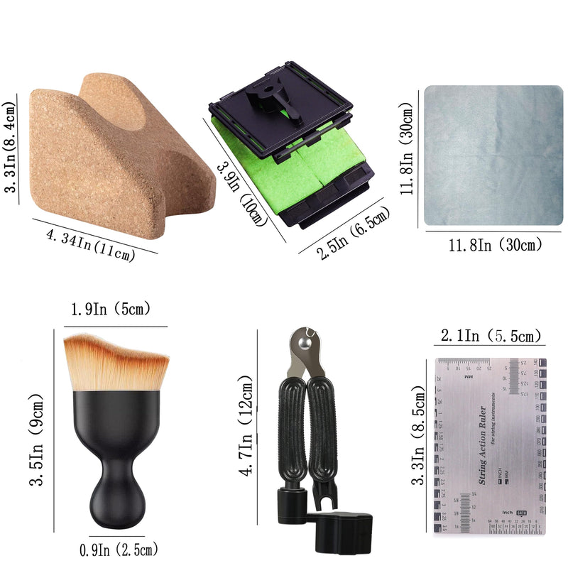 Guitar Cleaning Kit Including Guitar Work Mat,Guitar Neck Rest,Guitar String Winder and Cutter Tool for Acoustic Guitar Electric Guitar Ukulele Violins Bass Banjo, Gift for Musicians