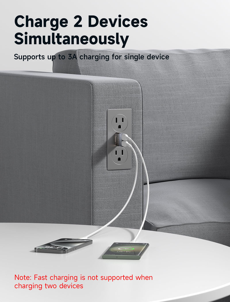 [AUSTRALIA] - JSAUX USB Data Blocker(2-Pack), Transparent 2-in-1 USB-A Male to USB-A & USB-C Female Data Blocker Only for Charge, Protect Against Juice Jacking, Refuse Hacking Provide Safe Charging 2 Pack(2-in-1) Grey 