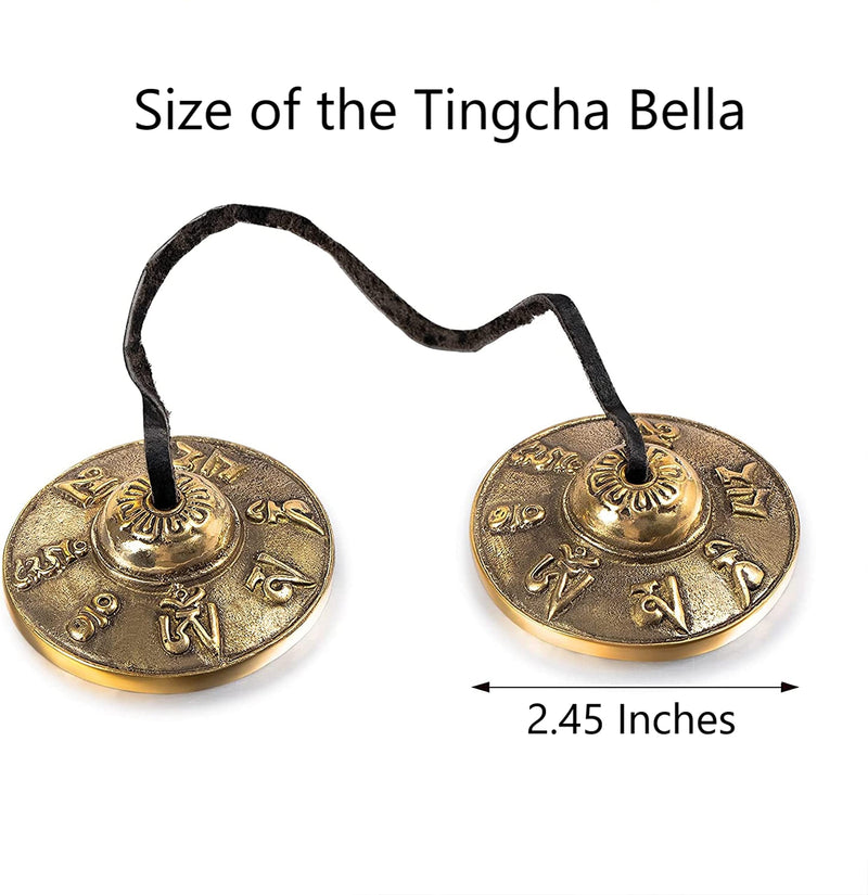 QT S Tibetan Handmade Yoga Meditation Om Tingsha Bell Chimes Cymbal Set, with Handmade Unique Bag (2.75 Inches Buddhist Tingsha, Om Mani Padme Hum Mantra) Made in Buddha Born Country Nepal (Maroon) Maroon