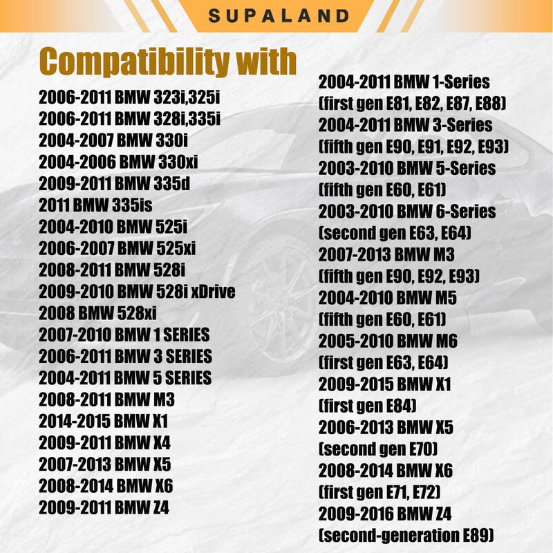 SUPALAND Key Fob Replacement for 2006-2011 BMW 3 5 Series, 325i, 328i, 330i, 335i, 525i, 528i, 530i, 535i, 550i & More Keyless Entry Remote Control Start (KR55WK49127, 3 Btn,2pcs)