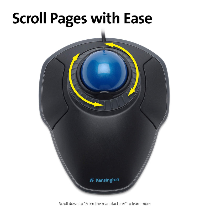 Kensington Orbit Trackball Mouse with Scroll Ring (K72337US) Black wired usb