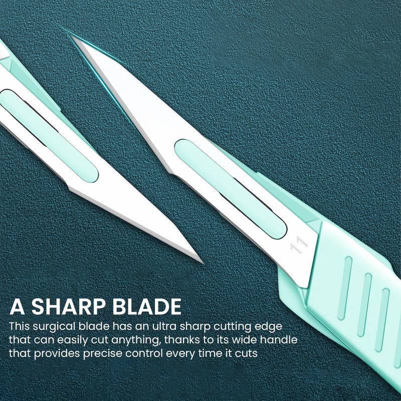Pack of 20 Plastic Surgical Scalpel Knives, Sterile Scalpel Knives with Scalpel Handle, Scalpel Blades, Carbon Steel Scalpel Blades, Replacement Blades with Protective Cap, Individually Sterile Packed