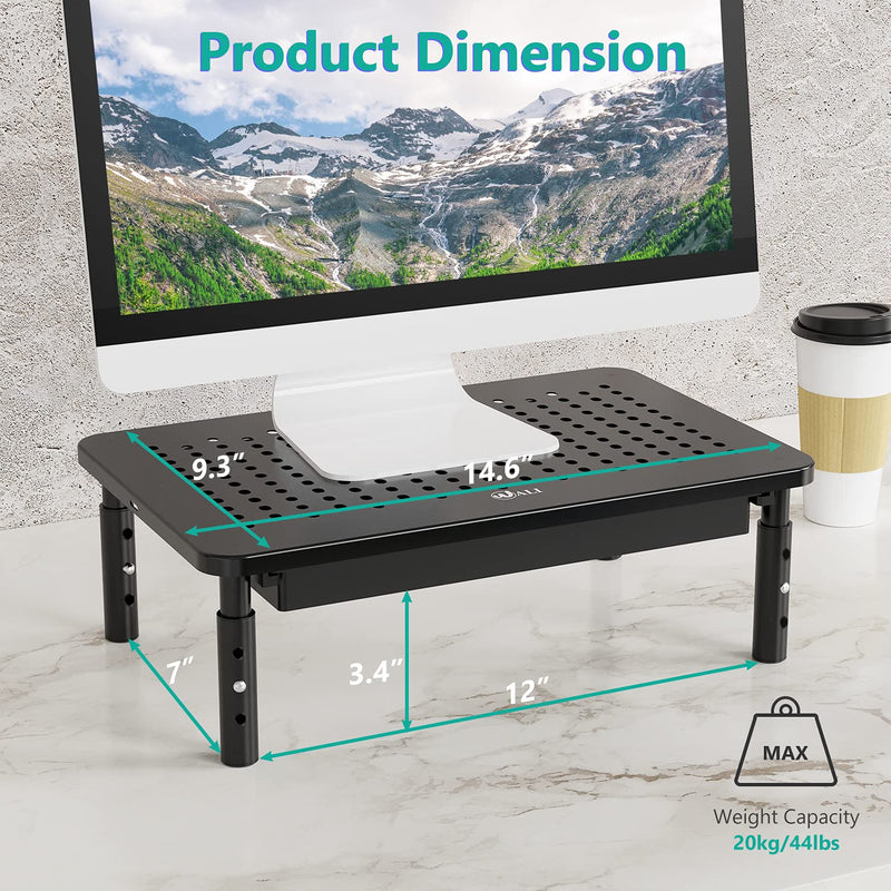 WALI Bundles-Monitor Stand Riser Height Adjustable and Computer Monitor Stand with Drawer