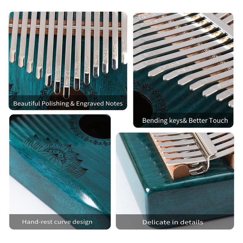[AUSTRALIA] - Kalimba Thumb Piano 17 Keys, Portable Mbira Finger Piano Gifts for Kids and Adults Music Instrument Thumb Pianos - 17 Keys Green Kalimba 17 Green 