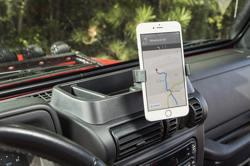 Rugged Ridge Multi-Mount Phone Holder for Jeep Wrangler TJ/LJ | Thermoplastic Olefin (TPO), Black | 13551.19 | Fits 1997-2006 Jeep Wrangler TJ/LJ