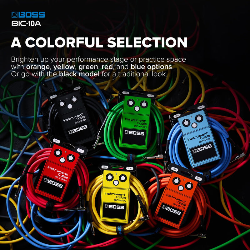 [AUSTRALIA] - BOSS Colorful Quality Lightweight Instrument Cable (BIC-10A-BK) BLACK 