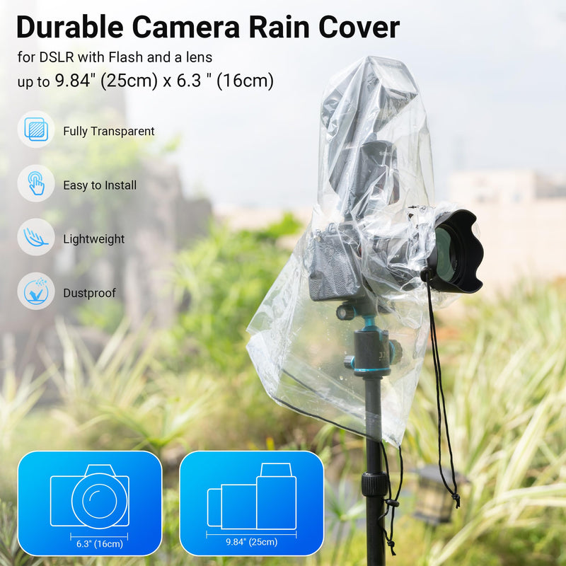 2 Pack Camera Lens Rain Cover Raincoat with Flash Clear Dust Proof Sleeve Protection for Canon EOS 4000D 1200D 90D 80D 77D 70D 5D 6D 7D Mark II R10 R7 R5 R6 Rp R Rebel T8i T7i T7 T6i SL3 SX70 SX60 HS (2 Pack)for Camera with Flash