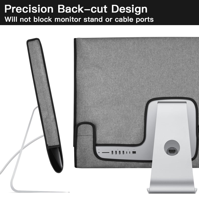 Monitor Dust Cover Compatible with 27 Inch iMac | Oxford Fabric Protective Cover, Dustproof, Compatible with iMac 27" All-in-One Desktop Computer, Gray, Snug Fit Design
