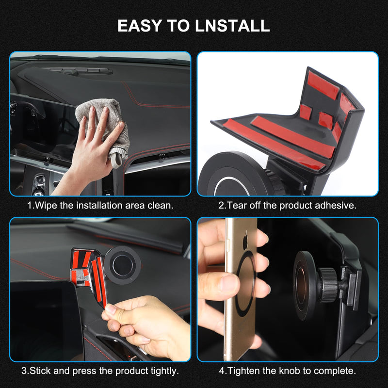 TOYCIDFG Magnetic Phone Holder Rotatable for Chevrolet C8 Corvette 2020-2025, Dashboard Center Console Attached Car Phone Mounted Accessories (Screen Attached)