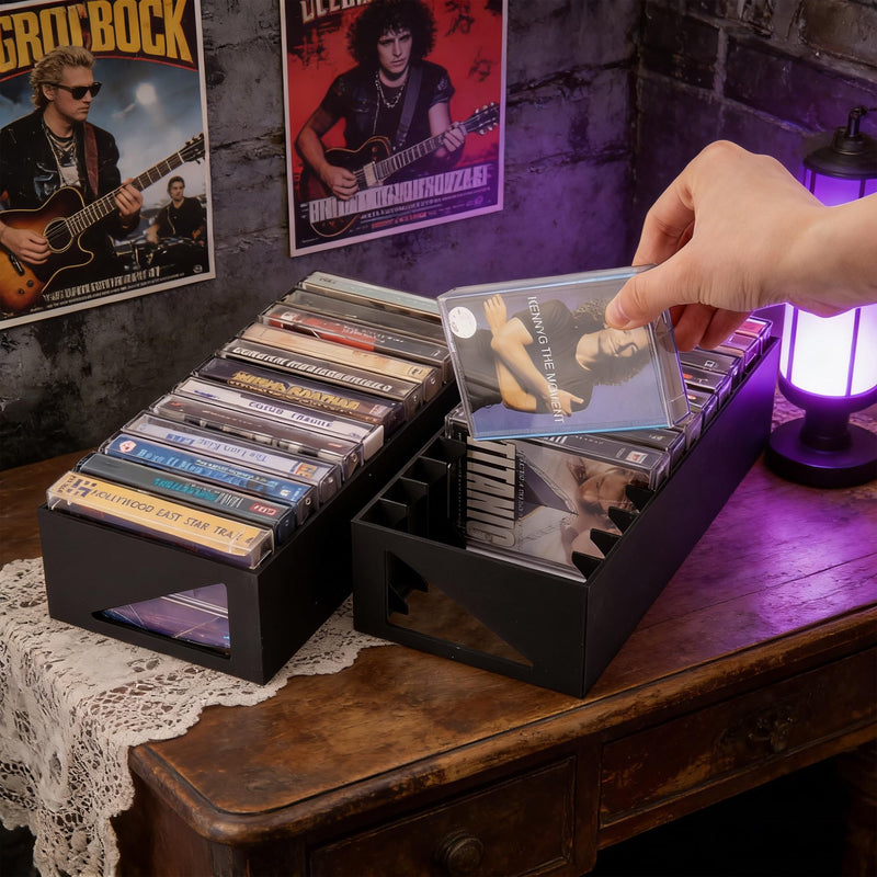 2pcs Cassette Tape Storage Organizer Holder - 24 Slots, Easy to Store & Space-Saving Design for Home, Studio - Perfect for Music Lovers & Collectors
