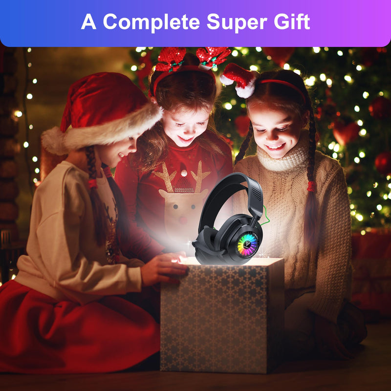 [AUSTRALIA] - Vakedy HW10 Wireless Gaming Headset for PS5, PS4, PC, Switch, Mac, 2.4GHz Wireless Gaming Headphone with Flip Noise Canceling Mic, 50H Battery, 50mm Drivers, RGB Lights (Cool Black) Cool Black 