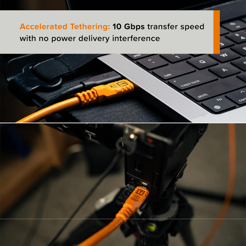 Tether Tools TetherPro Optima 10G USB-C Exclusive Data Transfer Cable | Straight to Straight Cable | TetherBoost Signal Technology | Immediate Camera Recognition | 10Gbps Fast Data Transfer 10' (3m)