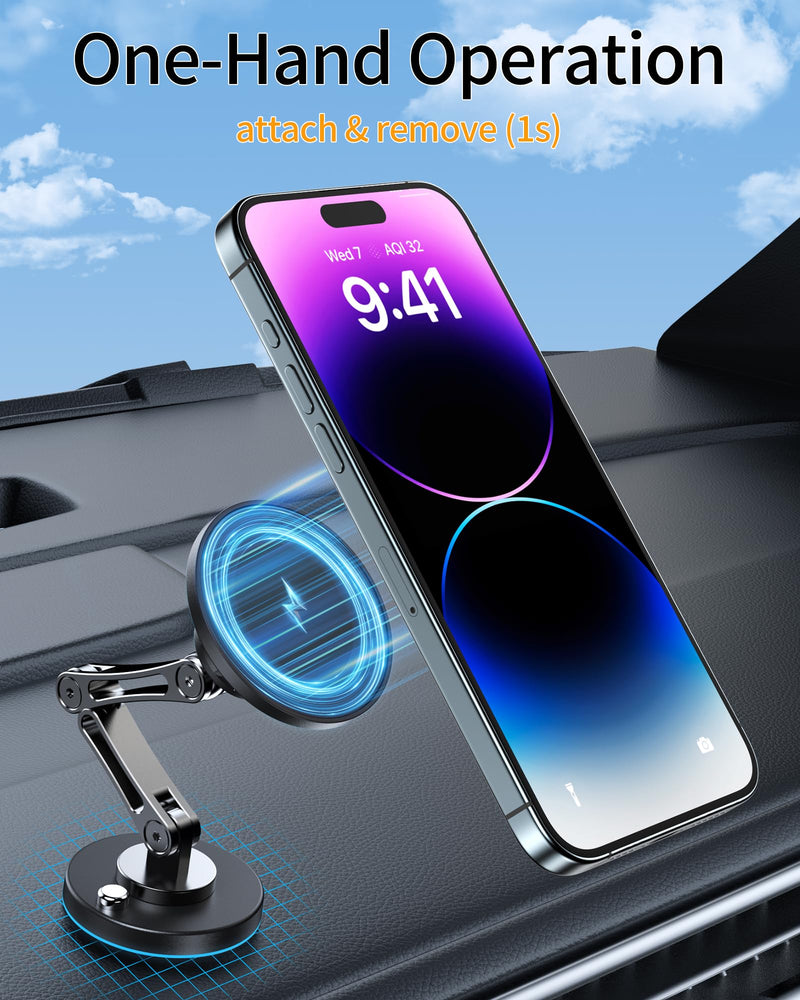 ZBF Magnetic Car Phone Holder Mount (360° Rotation) Cell Phone Car Holder, Phone Mount for Car Windshield Dashboard Hand Free Mount for iPhone 17 16 15 14 13 Pro Max All Smartphones Non-Charging