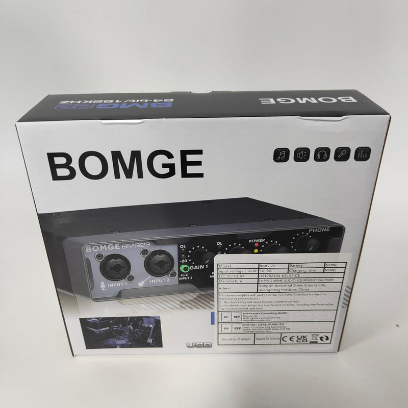 BOMGE USB Audio Interface(32bit/192 kHz) with XLR,phantom power,Direct Monitoring,Loopback for PC Recording,Streaming,Guitarist,Vocalist and Podcasting