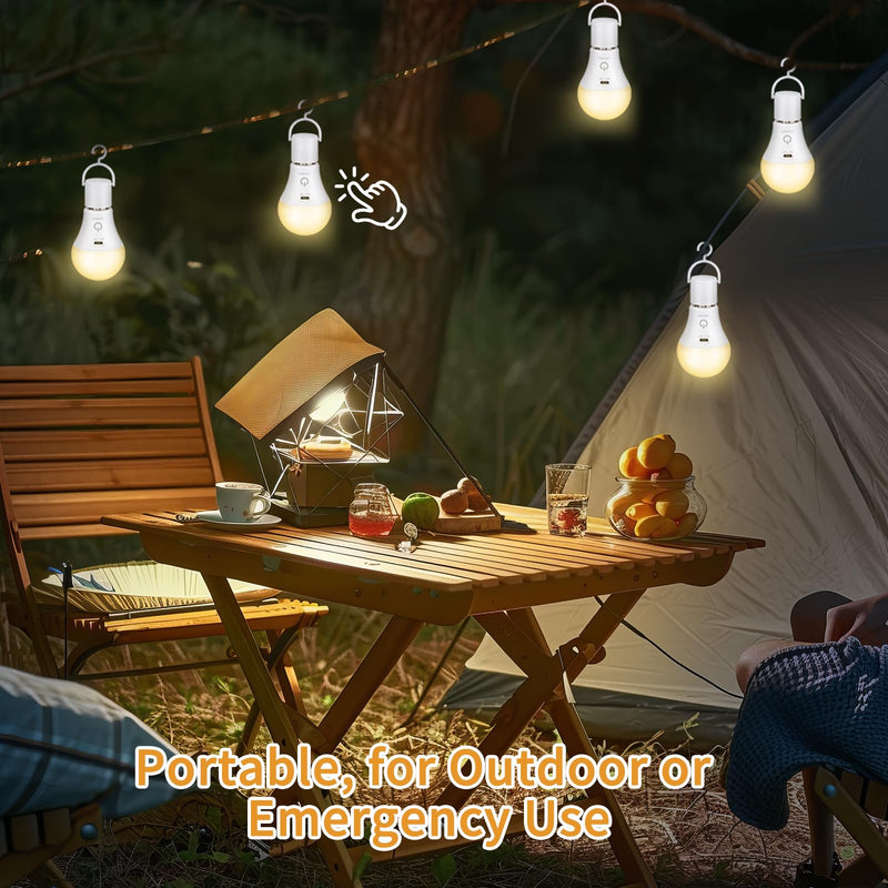 Kimjo Rechargeable Light Bulb with Battery - Rechargeable Bulb with Remote Control E27 USB 7 W - Battery Light Bulb 3 Colours Dimmable - Touch Control Outdoor Emergency Light Pack of 2 2 X Aufladbare Glühbirne 3 Farben