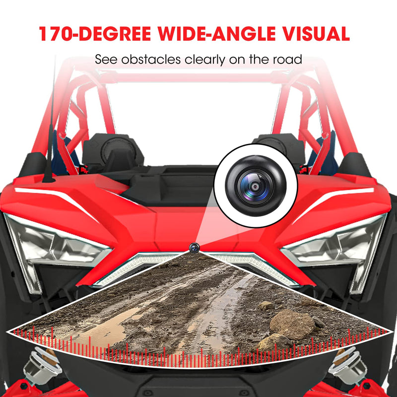 Front Camera for Polaris RZR, 7-Inch Ride Command, 720P HD, 170° Wide Angle | IP67 Waterproof, Rugged Aluminum Housing, Low-Light Ready, Helps See Front-Wheel Blind Spots on Trails and Tight Terrain