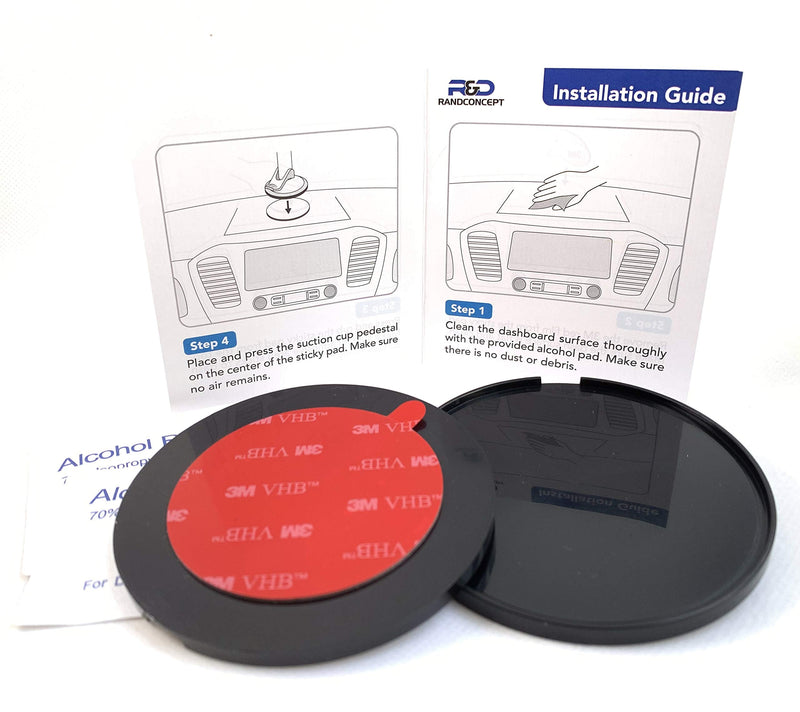 Randconcept - 80mm Adhesive Dashboard Pad Mounting Disk w/3M VHB Adhesive for Suction Cup Phone Mount & Garmin GPS Suction Mount | 3.15" Wide Diameter 2 Pcs