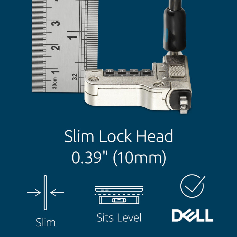 Kensington Slim N17 2.0 Combination Laptop Lock for Wedge-Shaped Slot Dell Laptops (K65094WW)