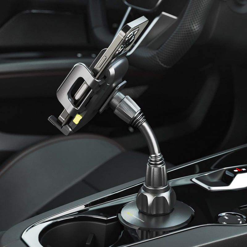 Bracketron TripGrip Cup Holder Car Phone Holder Mount with Expandable Base | Universal cup holder phone mount for car, expandable base fits to 3.75", 360 rotation flexible gooseneck, quick release Cup Holder Mount