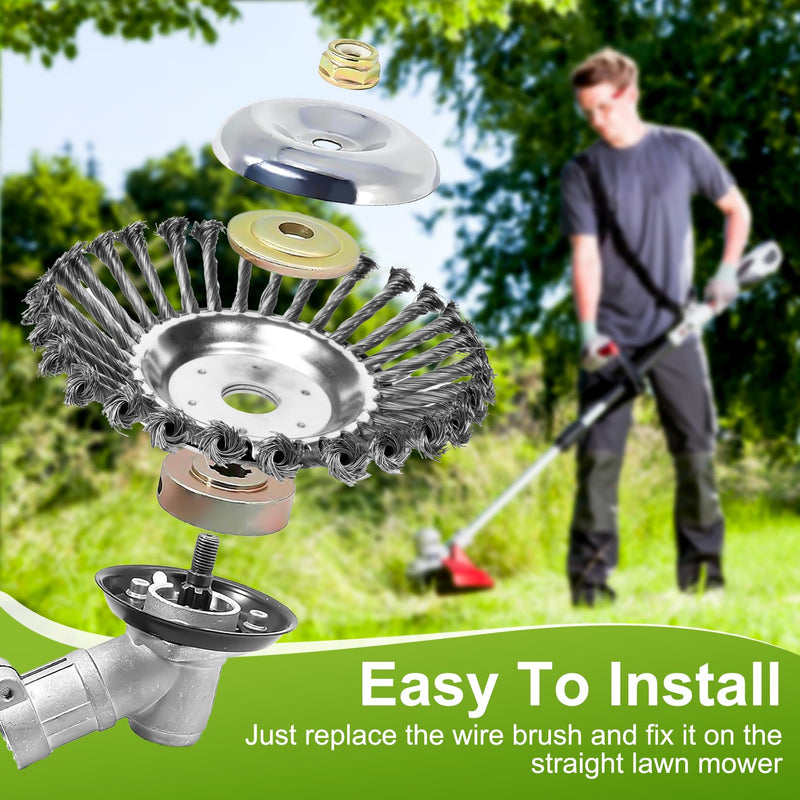 Weed Brush Cutter, Wild Herb Brush for Brush Cutter, 8 Inch Professional Weed Brush for Grass Trimmer, 25 mm Bore Steel Brush for Lawn Mower Brush, Removal of Weeds and Moss (8 Inches) 8 inches