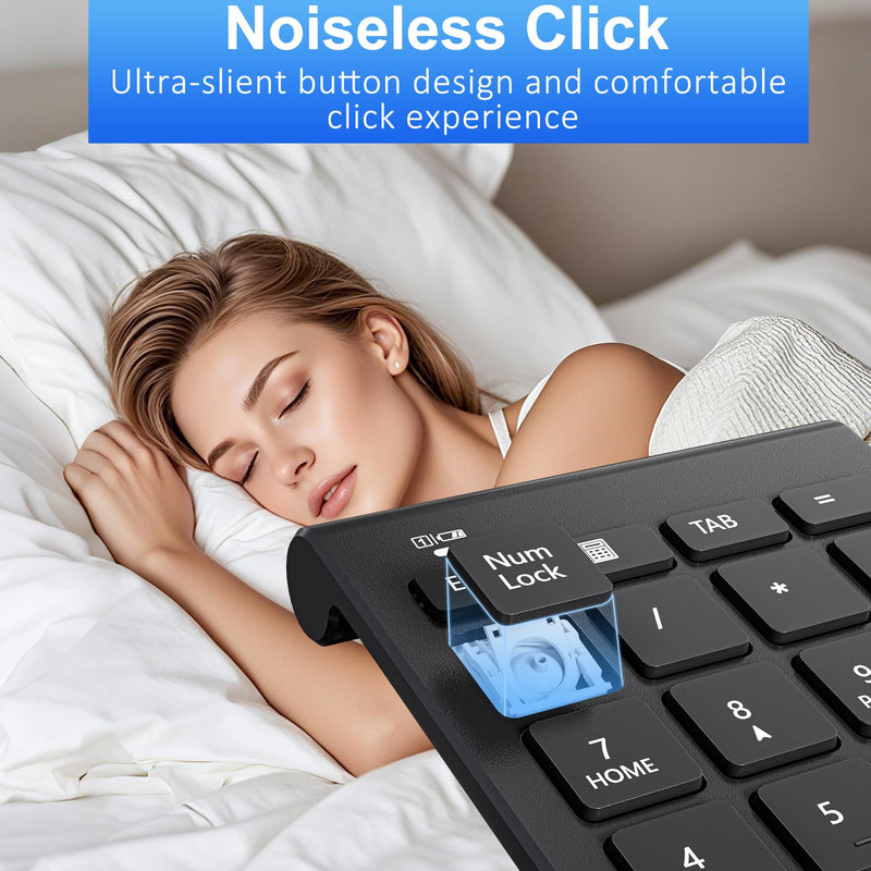 Wireless Number Pad and Mouse, 22 Keys USB Keypad and 3 Adjustable DPI Silent Mouse Set, 2.4GHz Numeric Pad for Laptop, Notebook, PC Computer, Desktop, Mac - One USB Receiver