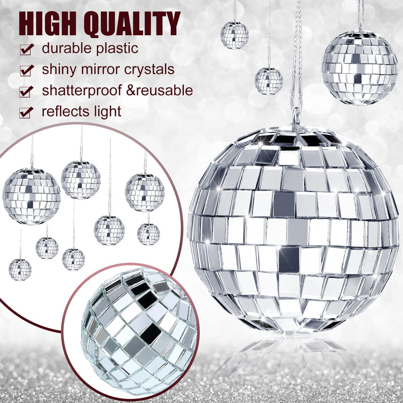 [AUSTRALIA] - MTLEE 20 Pcs Mini Disco Ball Decoration Ornaments Hanging Mirror Disco Ball with Rope Cake Topper Different Size 70s Disco Themed Party Wedding Supplies(2.4 Inch, 2 Inch, 1.6 Inch, 1.2 Inch) 2.4 Inch, 2 Inch, 1.6 Inch, 1.2 Inch 