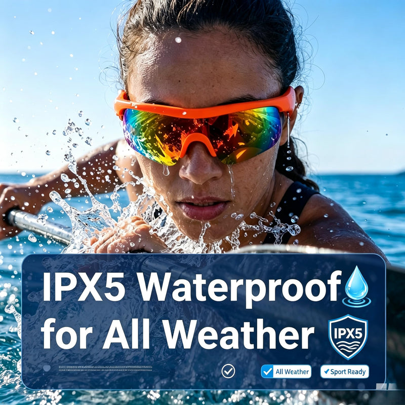 Bluetooth Sunglasses, Polarized UV400 Open-Ear Audio Glasses | Smart Glasses, 8H Playtime, Hands-Free Calls, Music & Voice Control, 52g Lightweight TR90 Frame, IPX5 Waterproof Sport Fit Orange/Orange