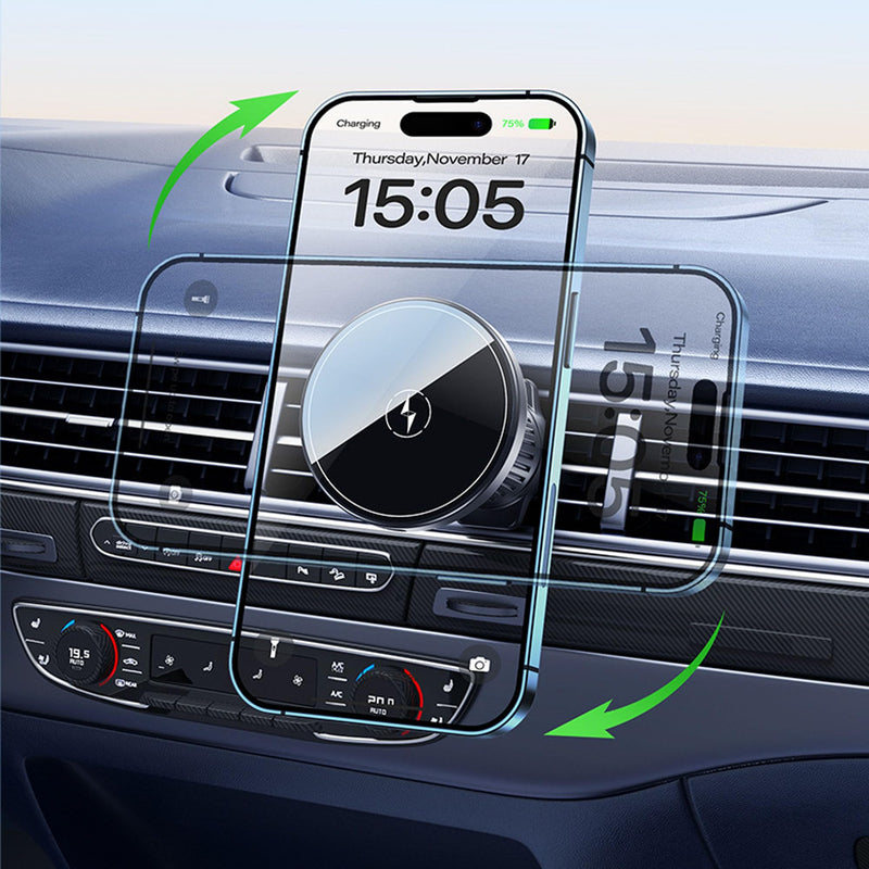 15W Magnetic Wireless Charging Car Mount Exclusive Snap-On Holder for iPhone 12-17 Series Accessories Dedicated Phone Stand Compatible with MagSafe b