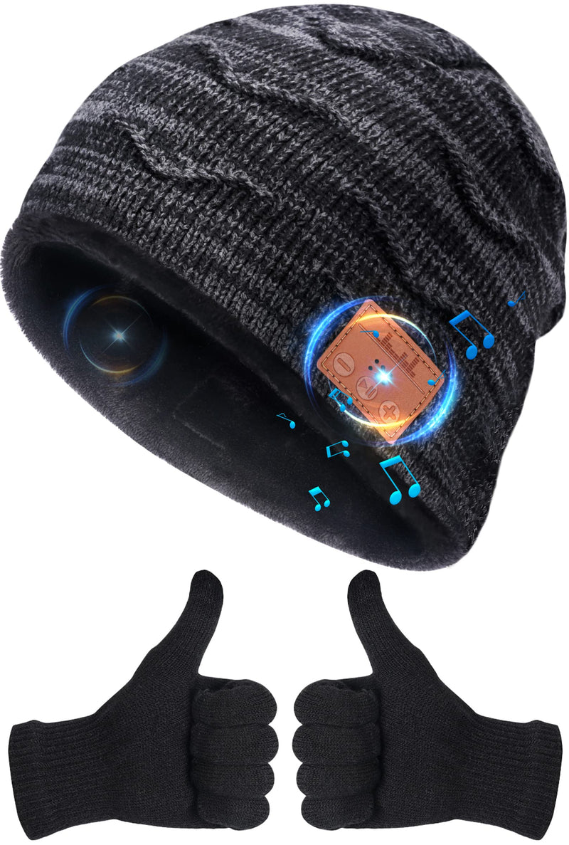 HIGHEVER Wireless Musical Bluetooth Cap Beanie with Speaker for Outdoor Winter Sport Tech Birthday Mens Gifts for Him/Teens/Boys/Girls Black