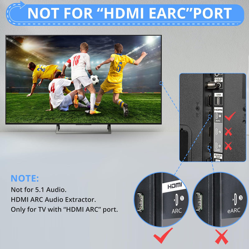 CAMWAY 192KHz ARC Audio Extractor - ARC to 3.5mm Audio Adapter for TV to Sound System Headphone, ARC Converter Built-in Professional Amplifier Chip with 3.5mm Cable(Not for HDMI,eARC Interface) 3.3+3.3ft