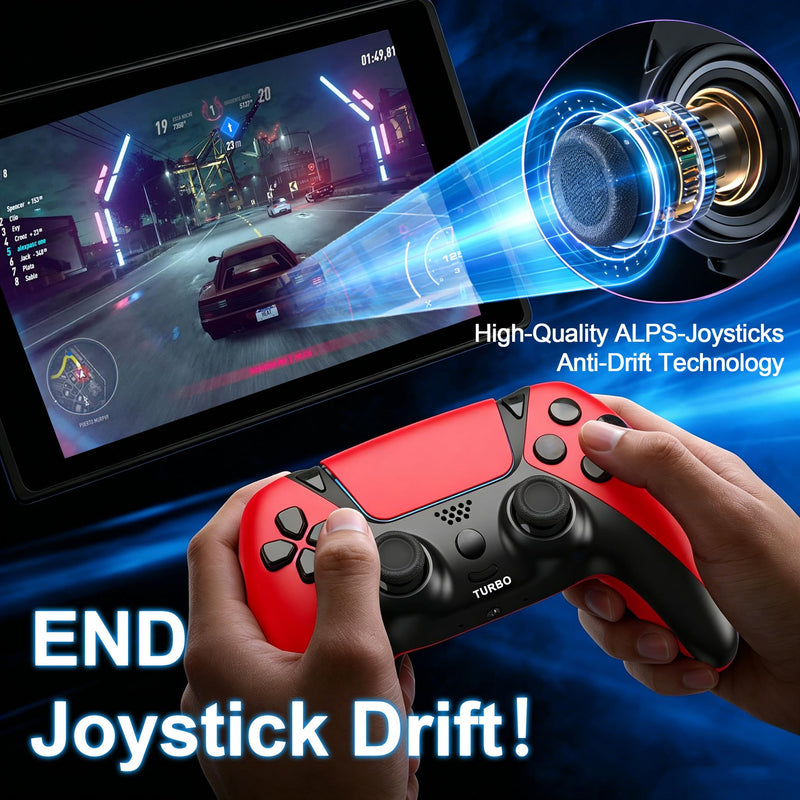 KentroGrip Alternative for Luna Controller for Fire TV Stick, Wireless Turbo Gamepad with ALPS Joysticks No Drift for Cloud Gaming, Rechargeable 1200mAh Power, 2 Back Buttons, Red