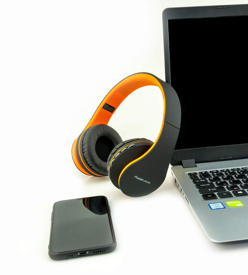 PowerLocus Rose Gold Bluetooth Headphones with Black/Orange Bluetooth Headphones
