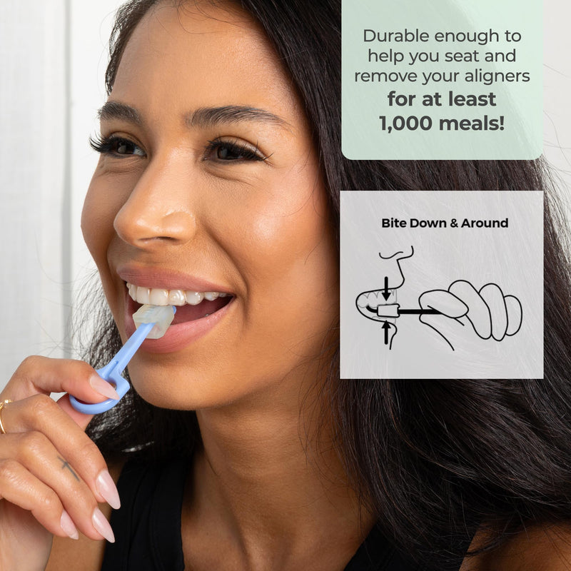 [AUSTRALIA] - PUL Pack of 2 2-in-1 Invisalign Chewies and Aligner Removal Tool for Clear Aligners, Retainers and Trays - Reusable Invisalign Accessory with Chewy and Remover Hook - Travel Size Seating Tool - Purple 2 Pack 