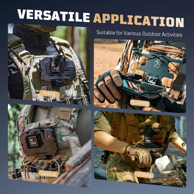 OneTigris MOLLE Phone Holder for Cellphone Screen Size 4.7"-6.8" | Tactical Vest Phone Holder Phone Chest Mount Plate Carrier Accessories