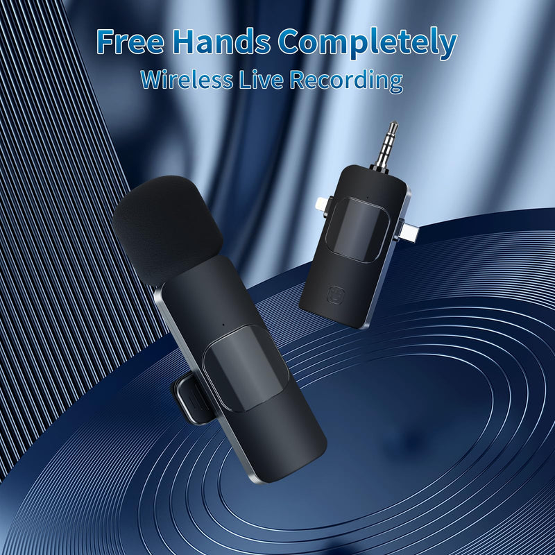 Microphone for iPhone 3 in 1 Mini Microphone Wireless Lavalier Microphones USB C Lapel Mic Clip on Mic for iPhone, iPad, Android, Camera for Video Recording, Vlog, YouTube, TikTok