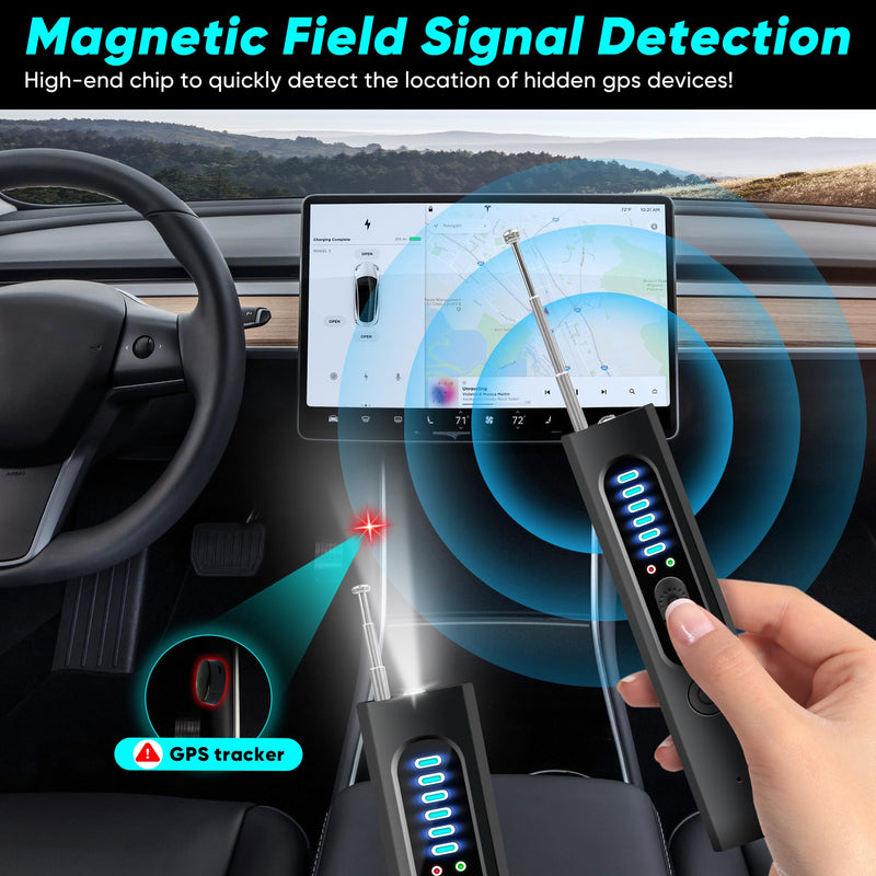 Hidden Camera Detector, 2024 Anti-Spy Camera Detector, Hidden Device GPS Detector, Bug Detector, Rf Wireless Signal Scanner, Camera Detector for Hotels, Home, Office, 5 Levels Sensitivity (Black) Black