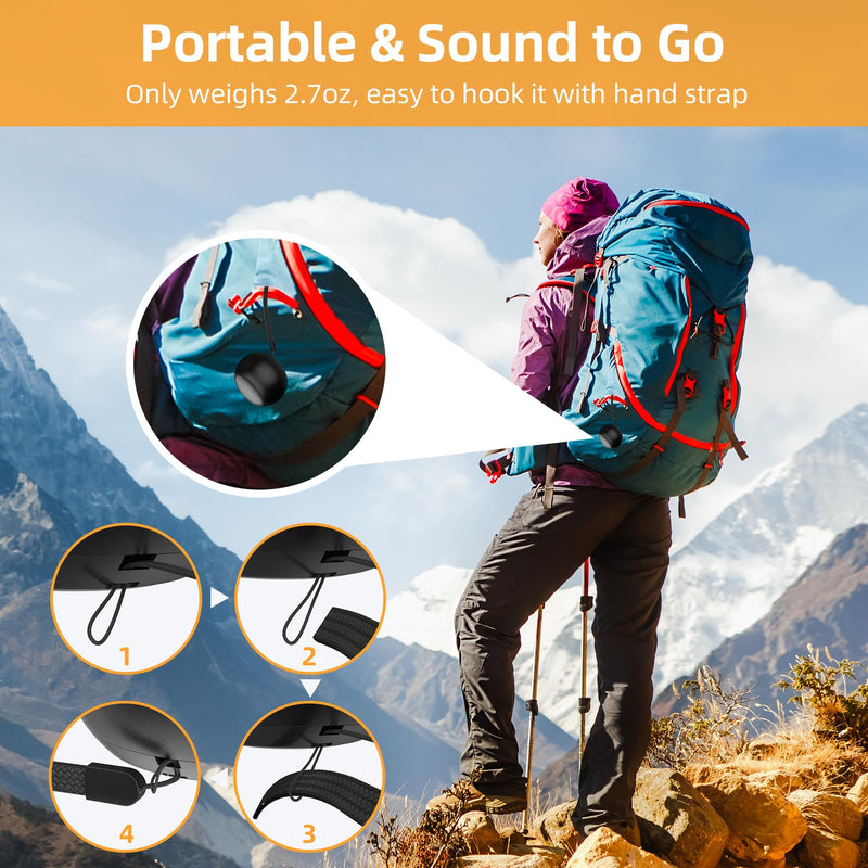 [AUSTRALIA] - 2Pack Portable Mini Speaker, Bluetooth Tiny Speaker,Wireless Micro Speaker for Phone/PC/Tablet, Rechargeable Battery, Built-in Microphone, Cute Mini Speaker with Strap to Carry, Black 