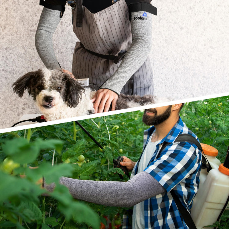 [AUSTRALIA] - OriStout Cut Resistant Farmers Sleeves with Thumb Hole, Arm Protectors for Thin Skin and Bruising, for Gardening, Welding, Kitchen, Arm Guards for Biting, Pet Grooming, Grey, 1 Pair One Size Grey (1 Pair) - Long 
