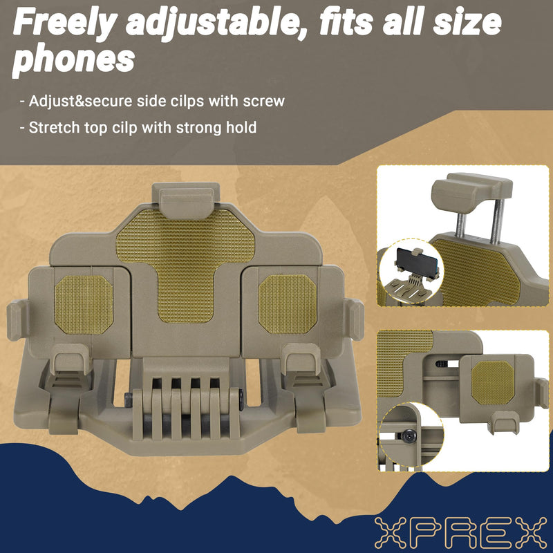 Tactical Phone Holder,MOLLE Phone Chest Mount Holder for 4.7"-7.7" Screens Plate Carrier Phone Mount,Adjust Tactical Gear Plate Carrier Vest Accessories for Tactical,Car,Office Coyote Brown