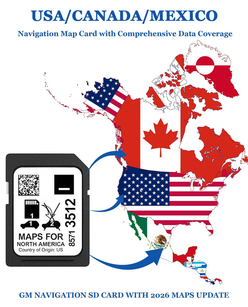 2026 GM Navigation SD Card for Cadillac Chevrolet Buick GMC 2019-2023 Vehicles, Latest GMC Navigation SD Card with Update USA/Canada/Mexico Maps, GPS SD Card Part 8571 3512 GMC Accessories