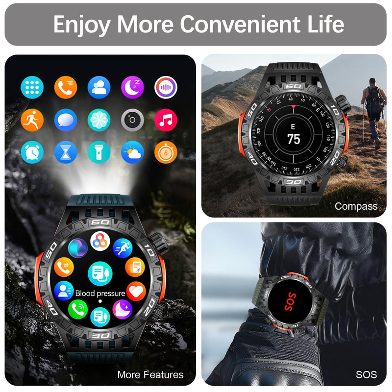 Military Smart Watch for Men 1.46" Outdoor Tactical Sports Smartwatch with Answer/Make Call,Fitness Watch,Blood Oxygen,Heart Rate and Sleep Monitor Compatible with iPhone and Android Phones, Black
